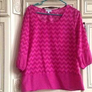 Fustian Chevron 3/4 Sleeve Blouse
